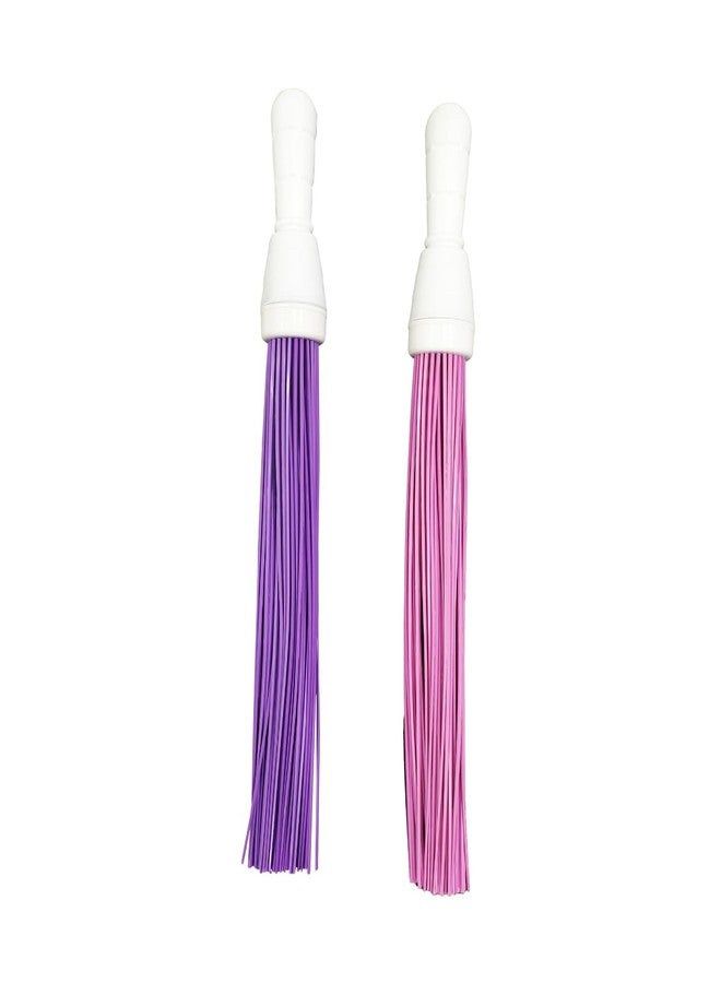 FRESHOME Heavy-Duty Kharata Plastic Broom | 300 Gm | 20 Inches with 60 Bristles | for Cleaning Floor and Bathroom, Wet & Dry Cleaning | Fiber Broom Hard Bristle (Pack of 2) - Image 1